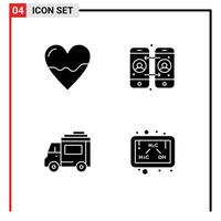 Universal Icon Symbols Group of 4 Modern Solid Glyphs of anatomy car hospital calling transport Editable Vector Design Elements