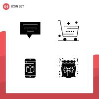 User Interface Pack of 4 Basic Solid Glyphs of bubble cell cart shop technology Editable Vector Design Elements