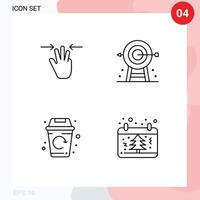 Group of 4 Filledline Flat Colors Signs and Symbols for gestures city three fingers goal garbage Editable Vector Design Elements