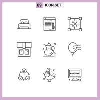 Pack of 9 creative Outlines of qehwa tea coding fashion shape Editable Vector Design Elements