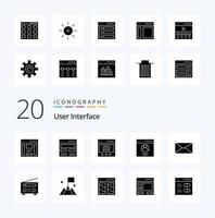 20 User Interface Solid Glyph icon Pack like sidebar interface user communication ui vector