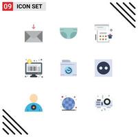 Universal Icon Symbols Group of 9 Modern Flat Colors of big think camera date online banking internet Editable Vector Design Elements