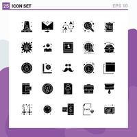 Set of 25 Modern UI Icons Symbols Signs for analysis magnifier coding find programing Editable Vector Design Elements