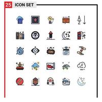 Group of 25 Filled line Flat Colors Signs and Symbols for case brief support bag fire Editable Vector Design Elements