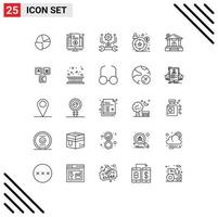 Set of 25 Modern UI Icons Symbols Signs for dollar target purchase customer tools Editable Vector Design Elements