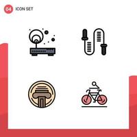 Universal Icon Symbols Group of 4 Modern Filledline Flat Colors of access sport point rope type Editable Vector Design Elements