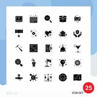 Pack of 25 Modern Solid Glyphs Signs and Symbols for Web Print Media such as army soap research face product Editable Vector Design Elements