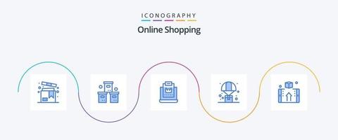 Online Shopping Blue 5 Icon Pack Including logistic. balloon. packaging. shopping. online vector