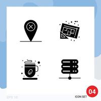 4 Solid Glyph concept for Websites Mobile and Apps map hot blueprint tools coffee cup Editable Vector Design Elements