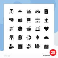 Editable Vector Line Pack of 25 Simple Solid Glyphs of find document camera data vehicles Editable Vector Design Elements