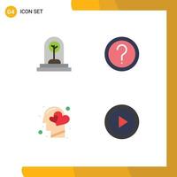 Pack of 4 Modern Flat Icons Signs and Symbols for Web Print Media such as business information plant faq feeling Editable Vector Design Elements