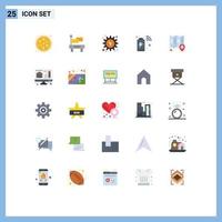 Modern Set of 25 Flat Colors Pictograph of sticky location time internet charging Editable Vector Design Elements