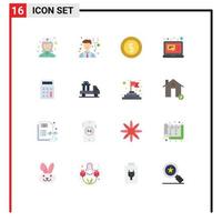 16 Creative Icons Modern Signs and Symbols of math calculator coin message computer Editable Pack of Creative Vector Design Elements