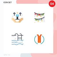 Pack of 4 Modern Flat Icons Signs and Symbols for Web Print Media such as user holiday support decoration summer Editable Vector Design Elements