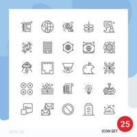 Group of 25 Lines Signs and Symbols for education arrow globe box eye Editable Vector Design Elements