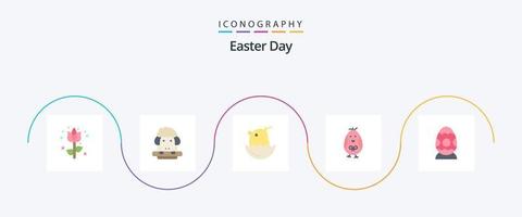 Easter Flat 5 Icon Pack Including . egg. chicken. easter egg. decoration vector