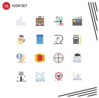 Modern Set of 16 Flat Colors Pictograph of management usability digital ui lo Editable Pack of Creative Vector Design Elements