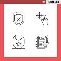 Group of 4 Filledline Flat Colors Signs and Symbols for security plan finger baby study Editable Vector Design Elements