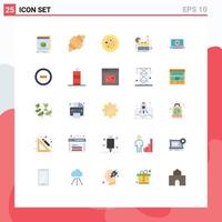 Editable Vector Line Pack of 25 Simple Flat Colors of keyboard computer meal paper restaurant Editable Vector Design Elements