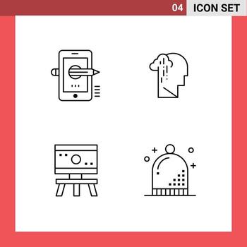 4 Line concept for Websites Mobile and Apps education sad drawing grief board Editable Vector Design Elements