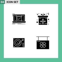 Pictogram Set of 4 Simple Solid Glyphs of system deck good box phonograph Editable Vector Design Elements