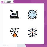 4 User Interface Filledline Flat Color Pack of modern Signs and Symbols of train garbage sale shopping smoke Editable Vector Design Elements