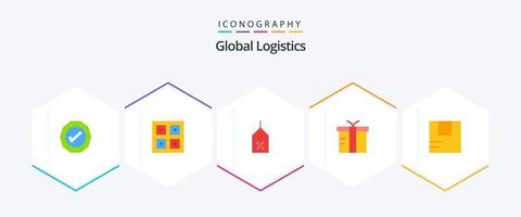 global logística 25 plano icono paquete incluso caja. regalo. envío. logístico. logístico vector