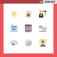 Set of 9 Modern UI Icons Symbols Signs for year calendar tag all pot Editable Vector Design Elements