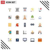 Set of 25 Vector Flat Colors on Grid for business coins link money hand Editable Vector Design Elements