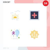 Pictogram Set of 4 Simple Flat Icons of sun balloons spring information day Editable Vector Design Elements