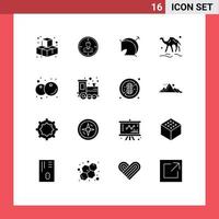 Solid Glyph Pack of 16 Universal Symbols of animal camel resources sport target Editable Vector Design Elements