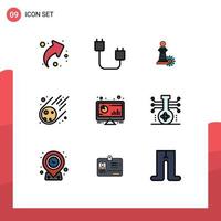 Set of 9 Modern UI Icons Symbols Signs for analytic meteorite hardware asteroid success Editable Vector Design Elements