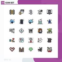 Set of 25 Modern UI Icons Symbols Signs for calendar gear marketing solution bulb Editable Vector Design Elements