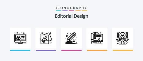 editorial diseño línea 5 5 icono paquete incluso borrador. pintar. corporativo. dibujar. creativo. creativo íconos diseño vector