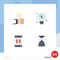 Pack of 4 Modern Flat Icons Signs and Symbols for Web Print Media such as like device review solutions mobile Editable Vector Design Elements