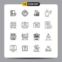 Mobile Interface Outline Set of 16 Pictograms of avatar calculator flag savings business Editable Vector Design Elements