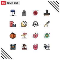 User Interface Pack of 16 Basic Flat Color Filled Lines of puzzle pieces puzzle flower education press Editable Creative Vector Design Elements