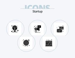 Startup Glyph Icon Pack 5 Icon Design. photography. play. creative. megaphone. advertising vector