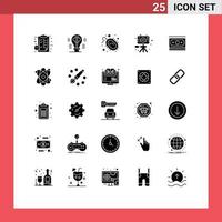 Solid Glyph Pack of 25 Universal Symbols of hobby image idea video virus Editable Vector Design Elements