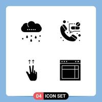 Universal Icon Symbols Group of 4 Modern Solid Glyphs of cloud gesture thanksgiving emergency design Editable Vector Design Elements