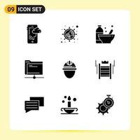 9 Creative Icons Modern Signs and Symbols of cap remote bottle folder data Editable Vector Design Elements