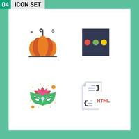 Flat Icon Pack of 4 Universal Symbols of food coding vegetable carnival development Editable Vector Design Elements