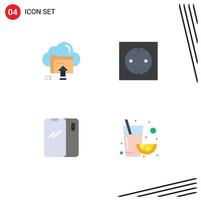 Universal Icon Symbols Group of 4 Modern Flat Icons of upload phone cloud electronic mobile Editable Vector Design Elements