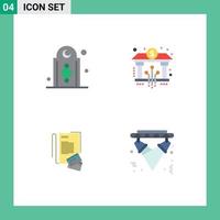 Modern Set of 4 Flat Icons Pictograph of decoration note tower banking cards Editable Vector Design Elements