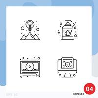 Group of 4 Filledline Flat Colors Signs and Symbols for creative video strategy solution soap online Editable Vector Design Elements