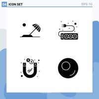 Set of 4 Modern UI Icons Symbols Signs for beach money sun socket outline Editable Vector Design Elements