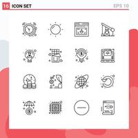 Outline Pack of 16 Universal Symbols of idea gass page oil construction Editable Vector Design Elements