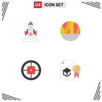 Mobile Interface Flat Icon Set of 4 Pictograms of rocket army launch infection military Editable Vector Design Elements