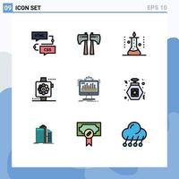 Set of 9 Modern UI Icons Symbols Signs for dashboard smart laboratory devices science lab Editable Vector Design Elements