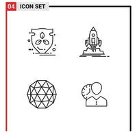 Pictogram Set of 4 Simple Filledline Flat Colors of eco qtum shield shuttle crypto Editable Vector Design Elements